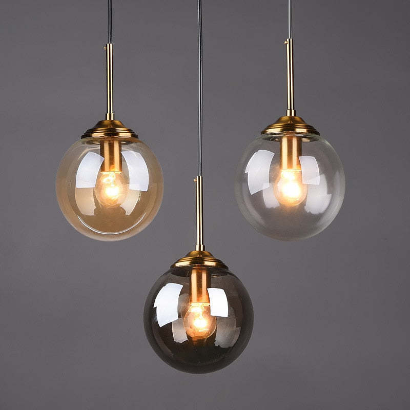 Valentina pendant light with three glass ball shades