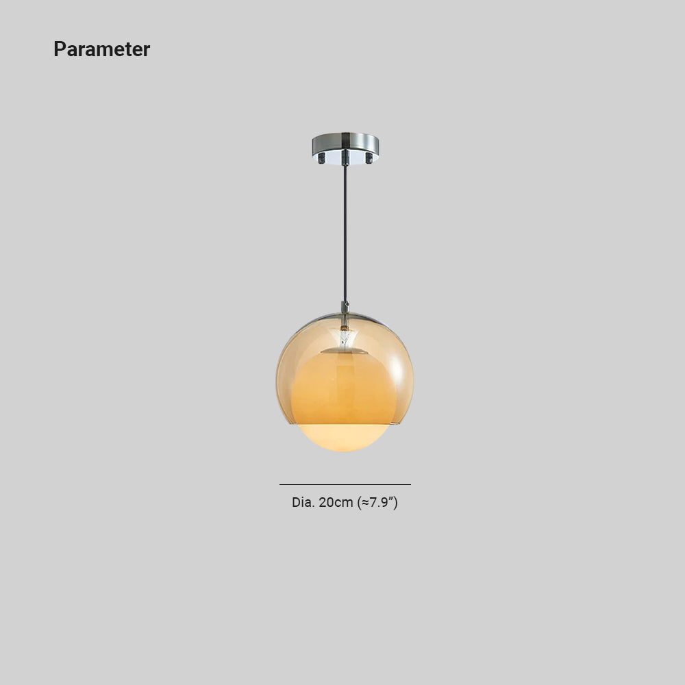 Valentina LED pendant light with amber glass and diameter