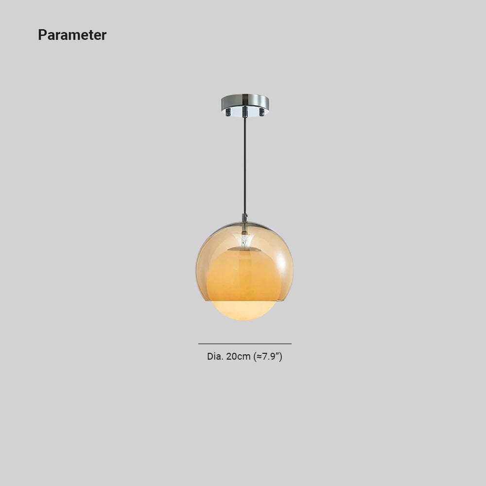 Valentina LED pendant light with amber glass and diameter