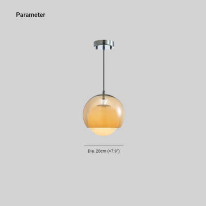 Valentina LED pendant light with amber glass and diameter