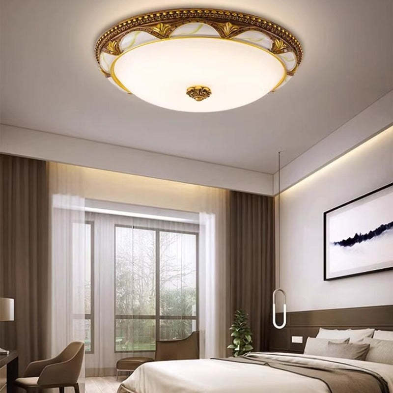 Flush Mount Ceiling Light - Alessio Antique Brass in Living Room