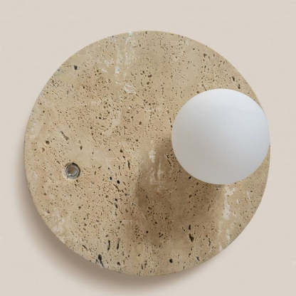 Cairns Ceiling Light Detail: Yellow Travertine Stone and Globe