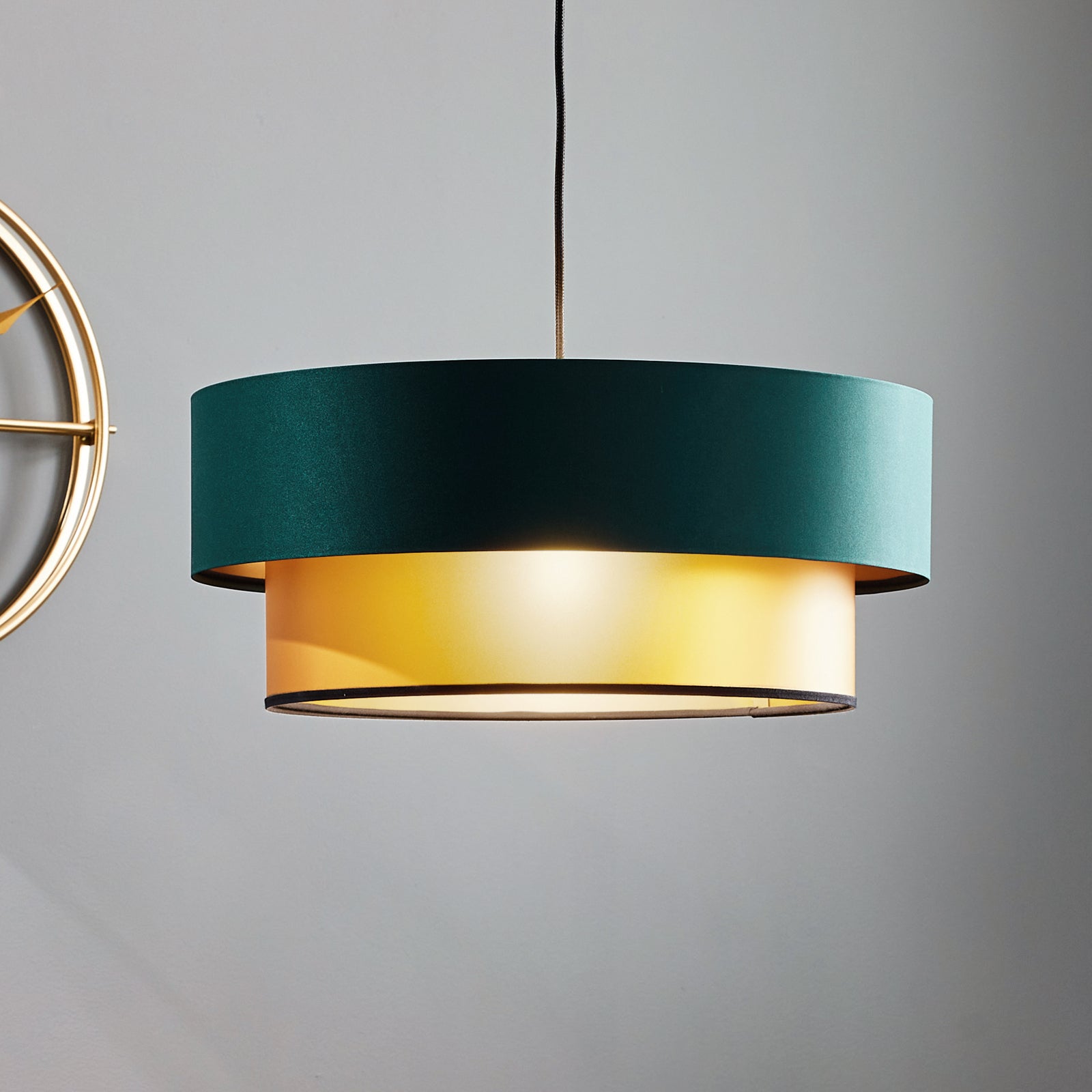 Morandi double-layer pendant light, green and gold