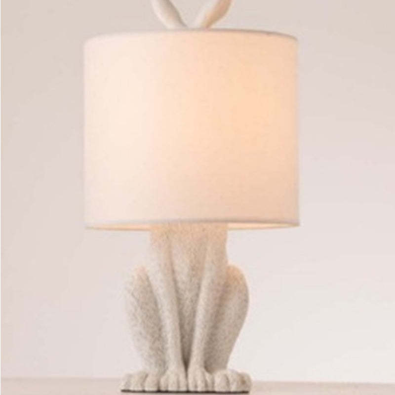 White rabbit table lamp with cylinder shade, Las Sola