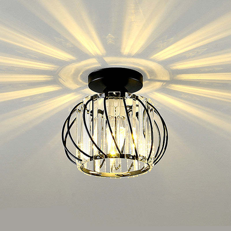 Crystal Metal Cage Ceiling Light, illuminating light effect