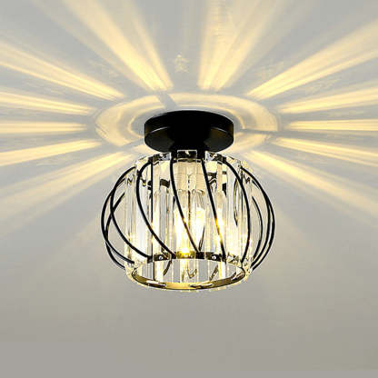 Crystal Metal Cage Ceiling Light, illuminating light effect
