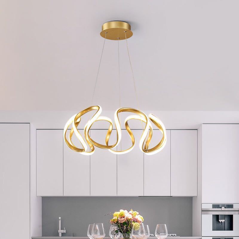 Louise gold pendant light. Modern artistic lighting fixture.