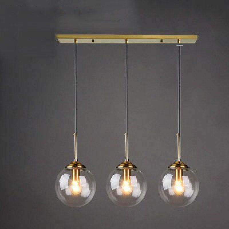 Valentina pendant light with three clear glass globes