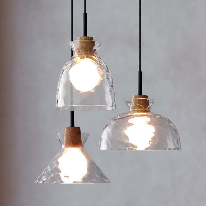 Geometric glass pendant light, modern dining room lighting