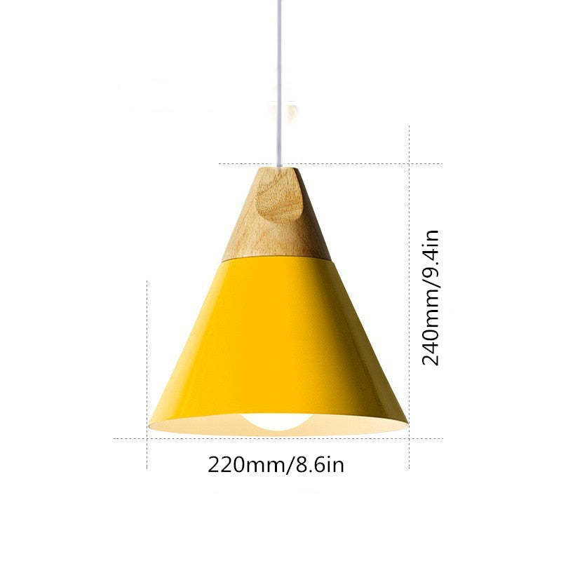 Yellow Morandi pendant light with dimensions