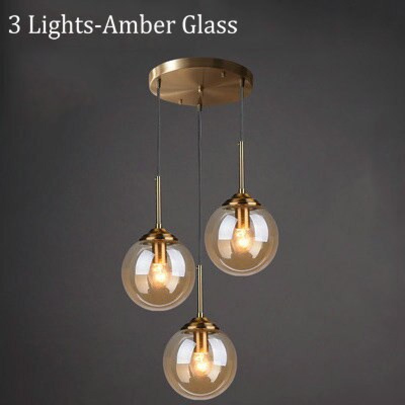 Valentina Amber Glass Pendant Light - 3 lights