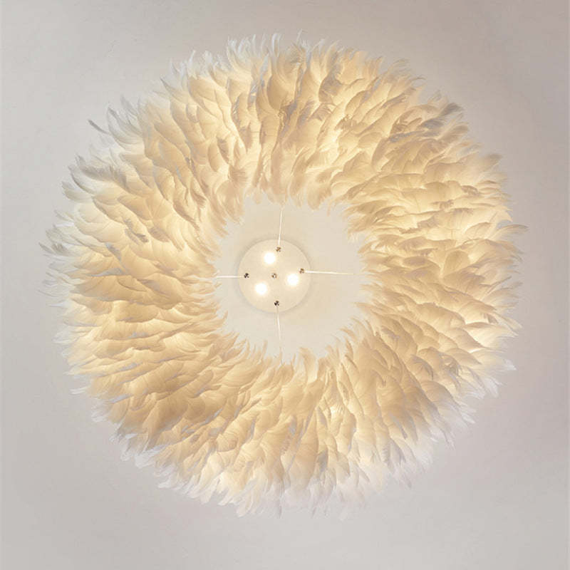 O'Moore Feather Pendant Light, white feather chandelier