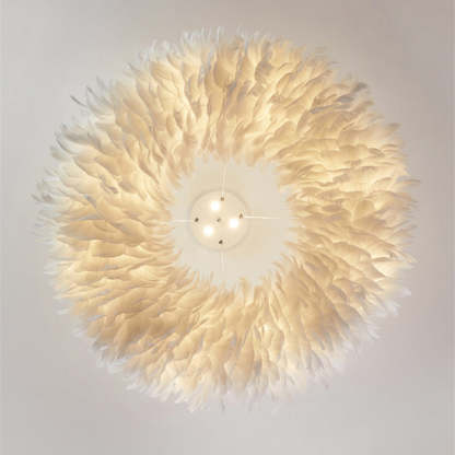O'Moore Feather Pendant Light, white feather chandelier