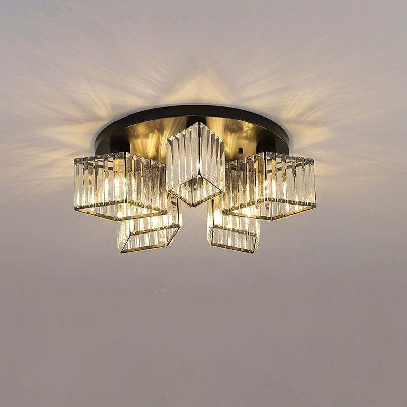 Eryn Modern Flush Mount Ceiling Light, crystal cubes