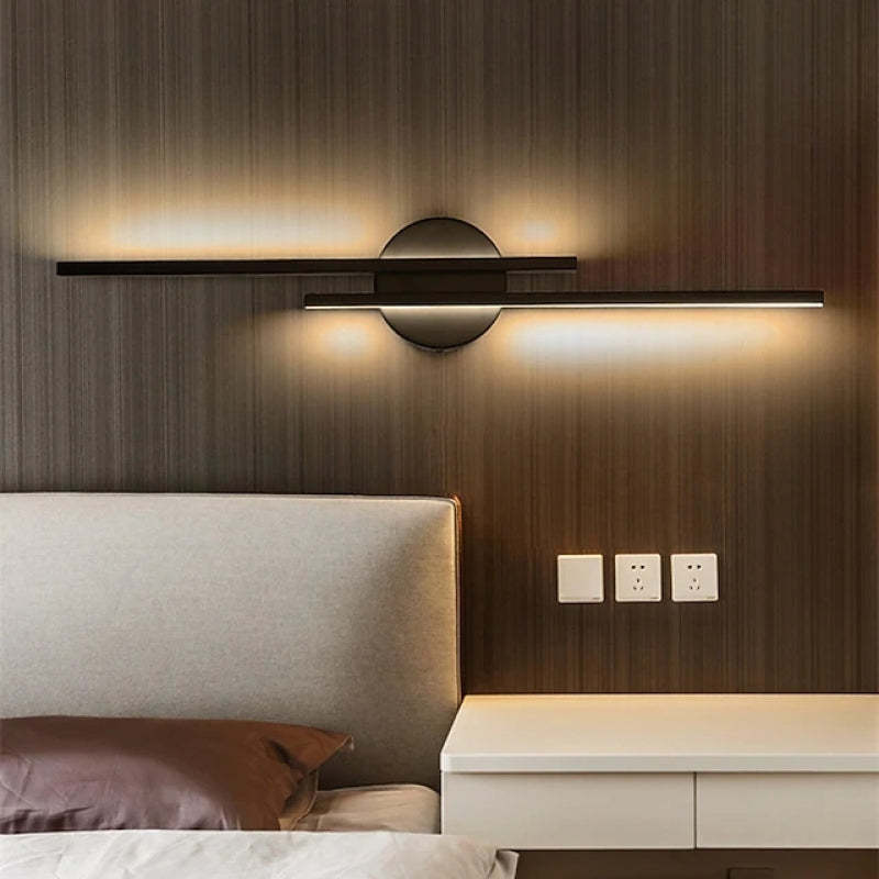 Alana LED wall lamp in bedroom. Modern Nordic lighting by Las Sola.