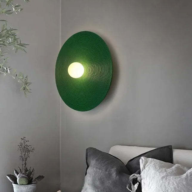 Green Elif Round Wall Lamp in Bedroom