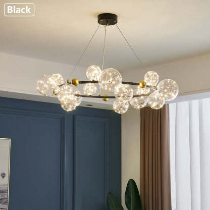 Black Valentina Chandelier: Art Deco Globe Lighting Fixture Valentina Art Deco Globe Metal Glass Chandelier