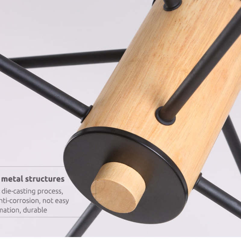 Sienna Art Deco Pendant Light detail, metal and wood structure