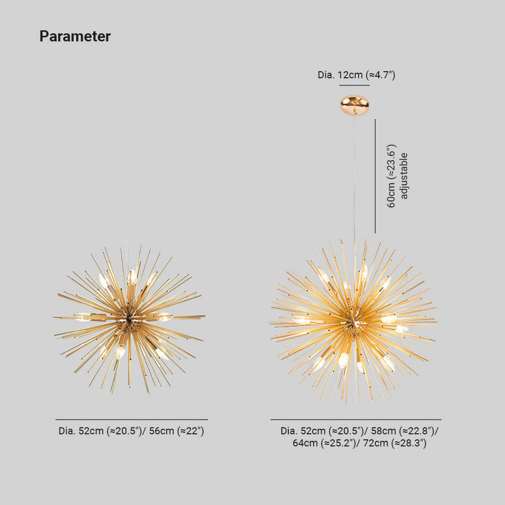 Colon Modern LED Chandelier Dimensions - Gold Finish