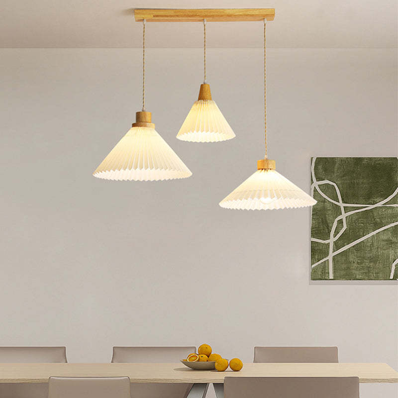 Ozawa wood pendant lights over dining table, Las Sola