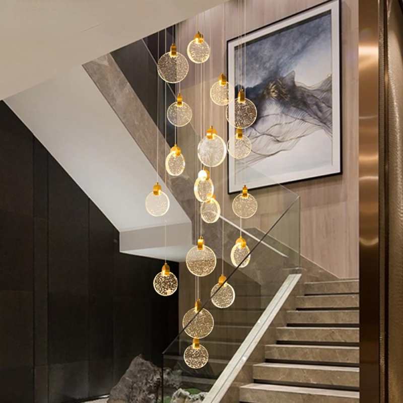 Kristy Chandelier in stairwell, modern lighting