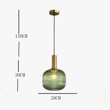 Hailie pendant light dimensions, glass and metal.