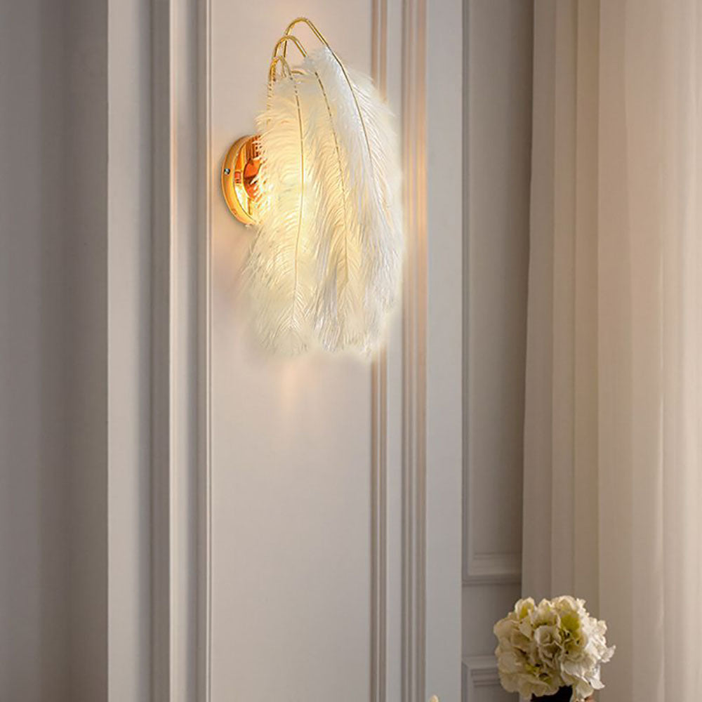 O'Moore Wall Lamp with Feather Shade