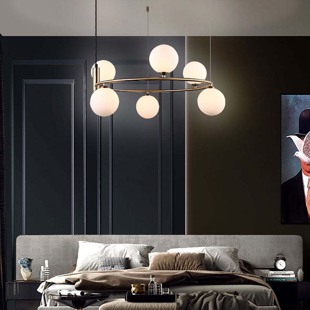 Valentina Nordic Ring Pendant Light in a bedroom setting