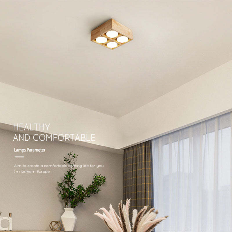 Ozawa wood ceiling light in a healthy, comfortable room.