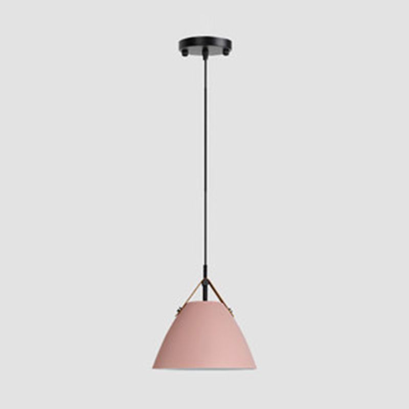 Pink Morandi Pendant Light with Leather Strap