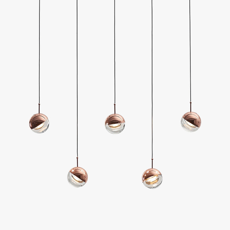 Valentina Modern Ball Metal Glass Pendant Light - Rose Gold Finish