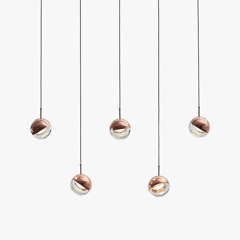 Valentina Modern Ball Metal Glass Pendant Light - Rose Gold Finish
