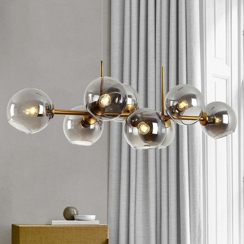 Valentina glass globe pendant light. Modern living room lighting. Valentina Modern Glass Globe Bubble Pendant Light Living Room