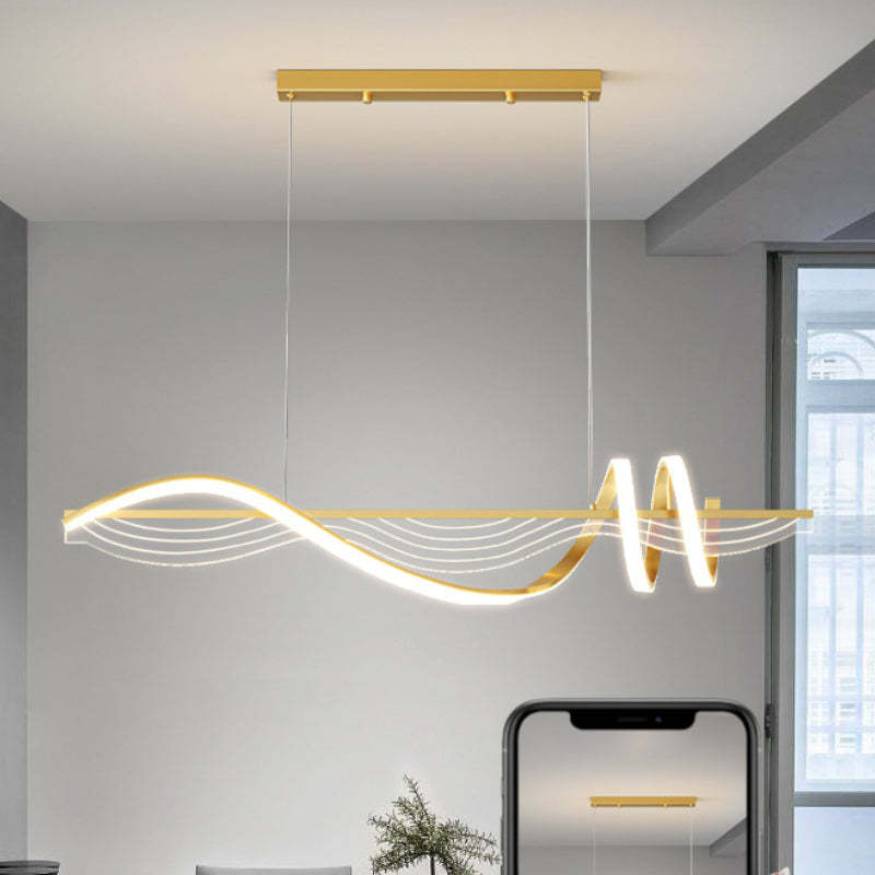 Modern Louise pendant light, gold finish, wave design