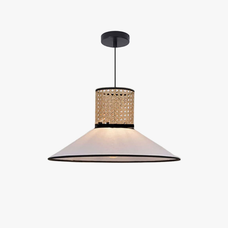 Ritta Rattan Pendant Light - Modern Fabric Lampshade