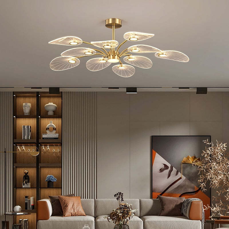 Carins Leaf Chandelier in Living Room Setting
