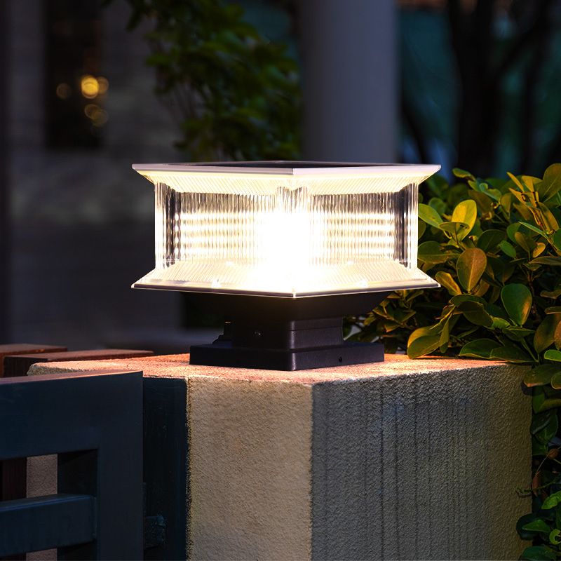 Riley LED Solar Post Light on Brick Pillar