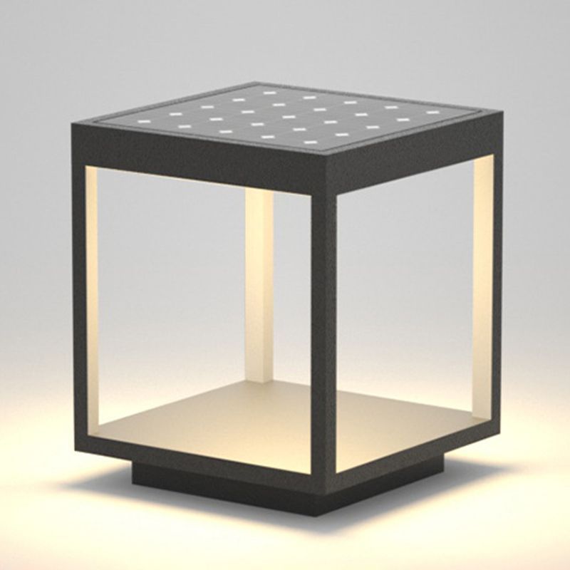 Riley Modern LED Outdoor Post Light - Metal Frame, Solar Powered