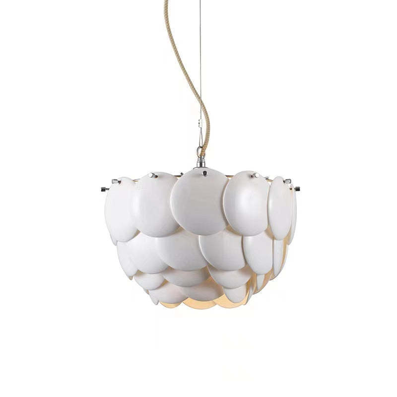 Lottie White Art Deco Chandelier, ceramic leaf pendant light