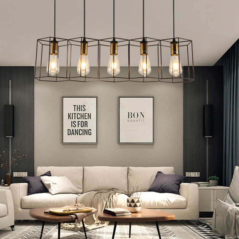 Rustic Farmhouse 5-Light Pendant in Living Room