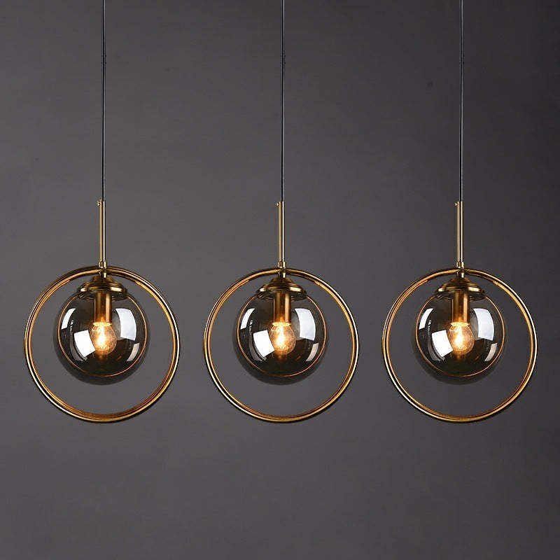 Hailie glass pendant lights with gold rings