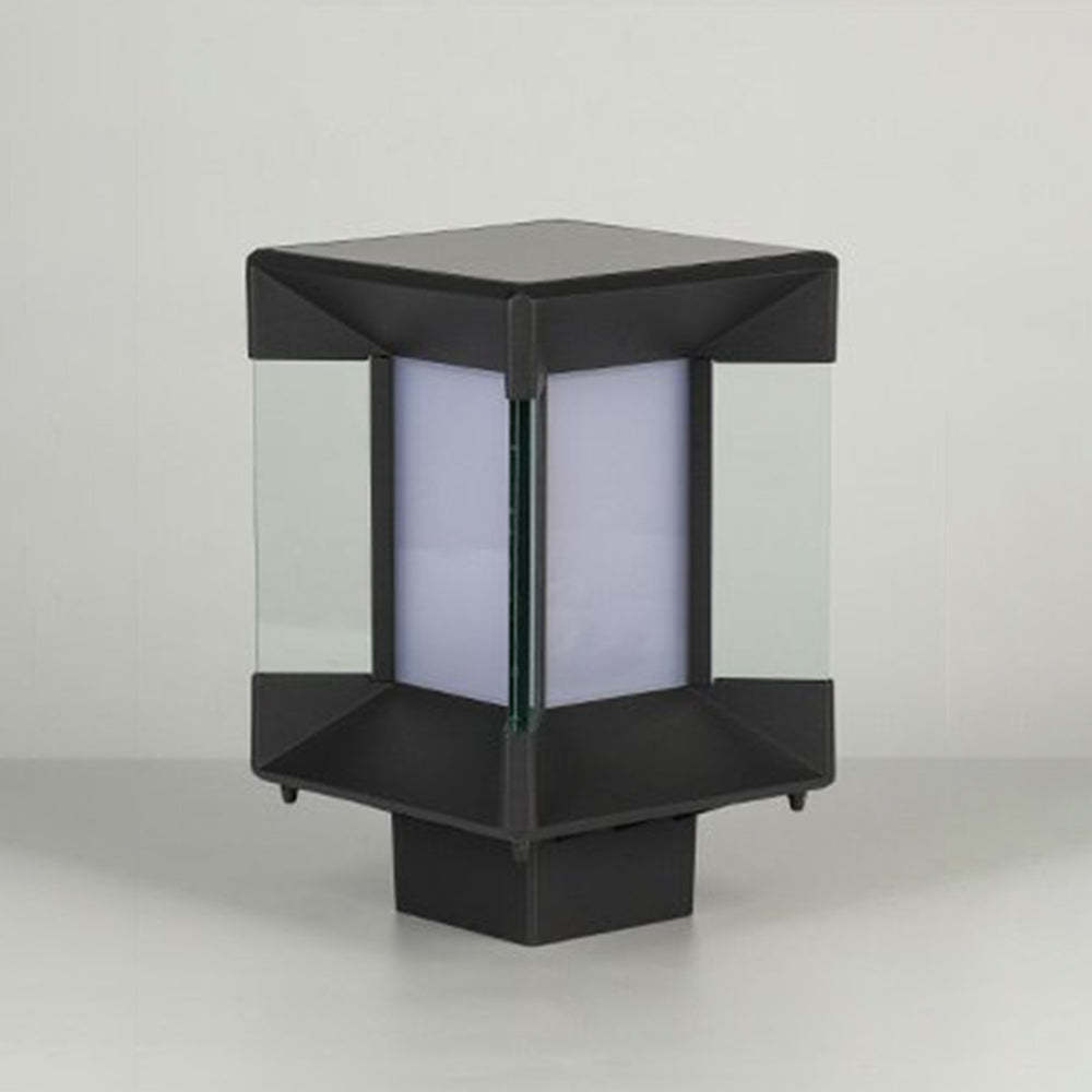 Riley Modern Outdoor Post Light - Black Metal and Glass