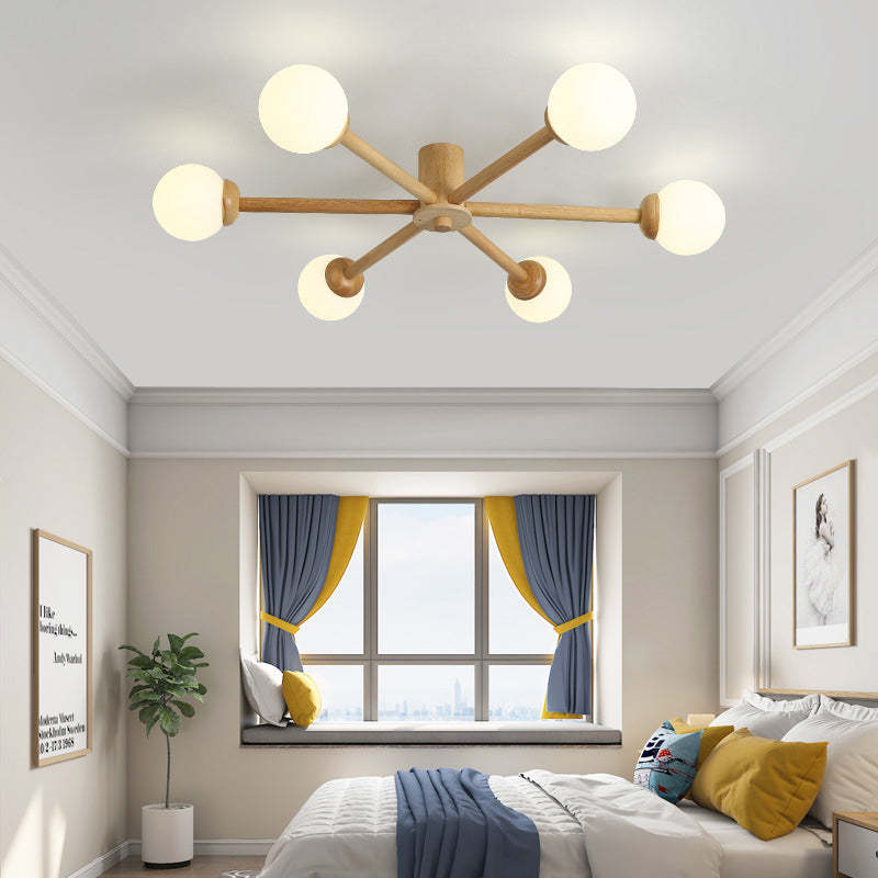 Ozawa 6-head ceiling light in modern bedroom setting