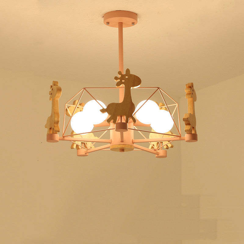 Giraffe Ceiling Light, Kids Room Lighting, Pink Finish