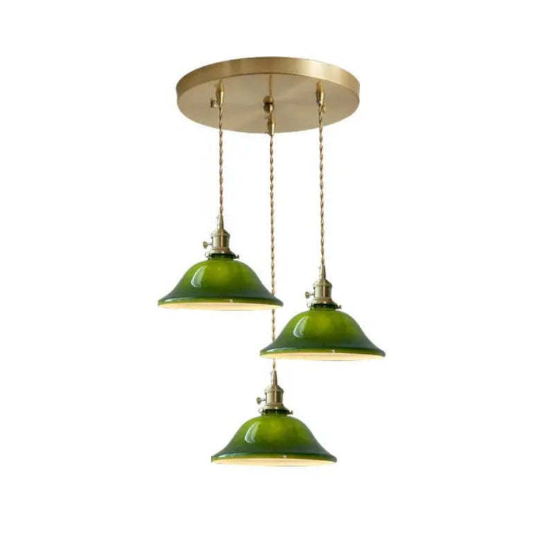 Hailie Rustic pendant light with green glass shades - Lassola