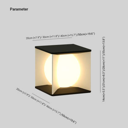 Elif Moon Pillar Light Dimensions. Outdoor lighting sizes.