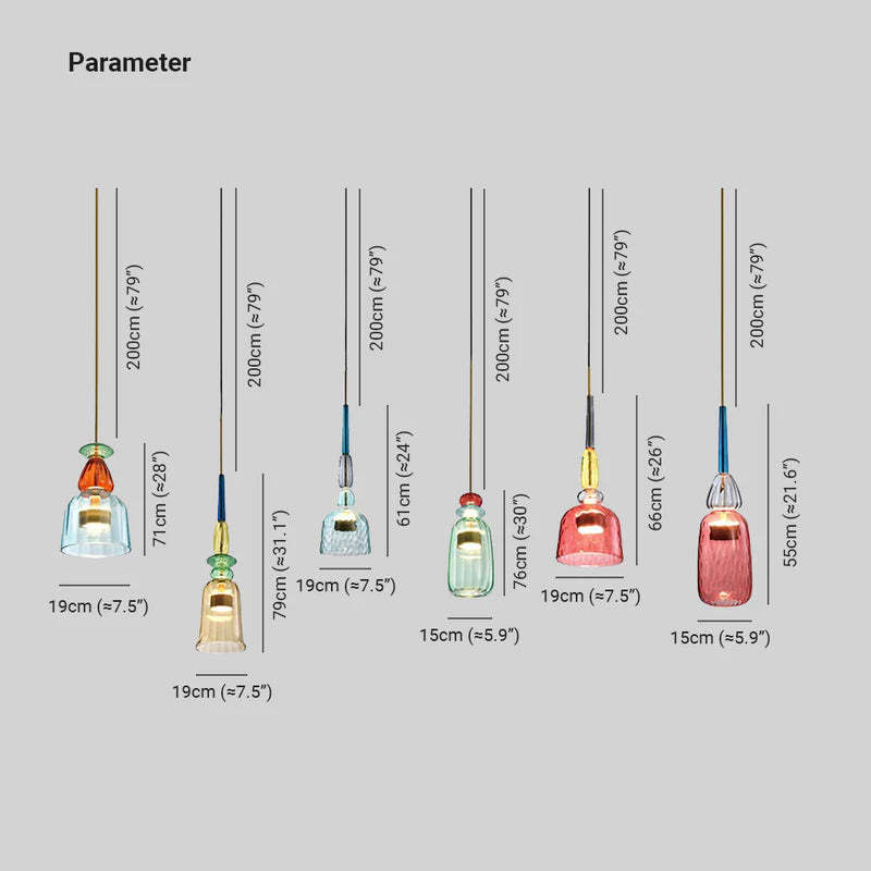 Hailie pendant light dimensions, colorful glass options