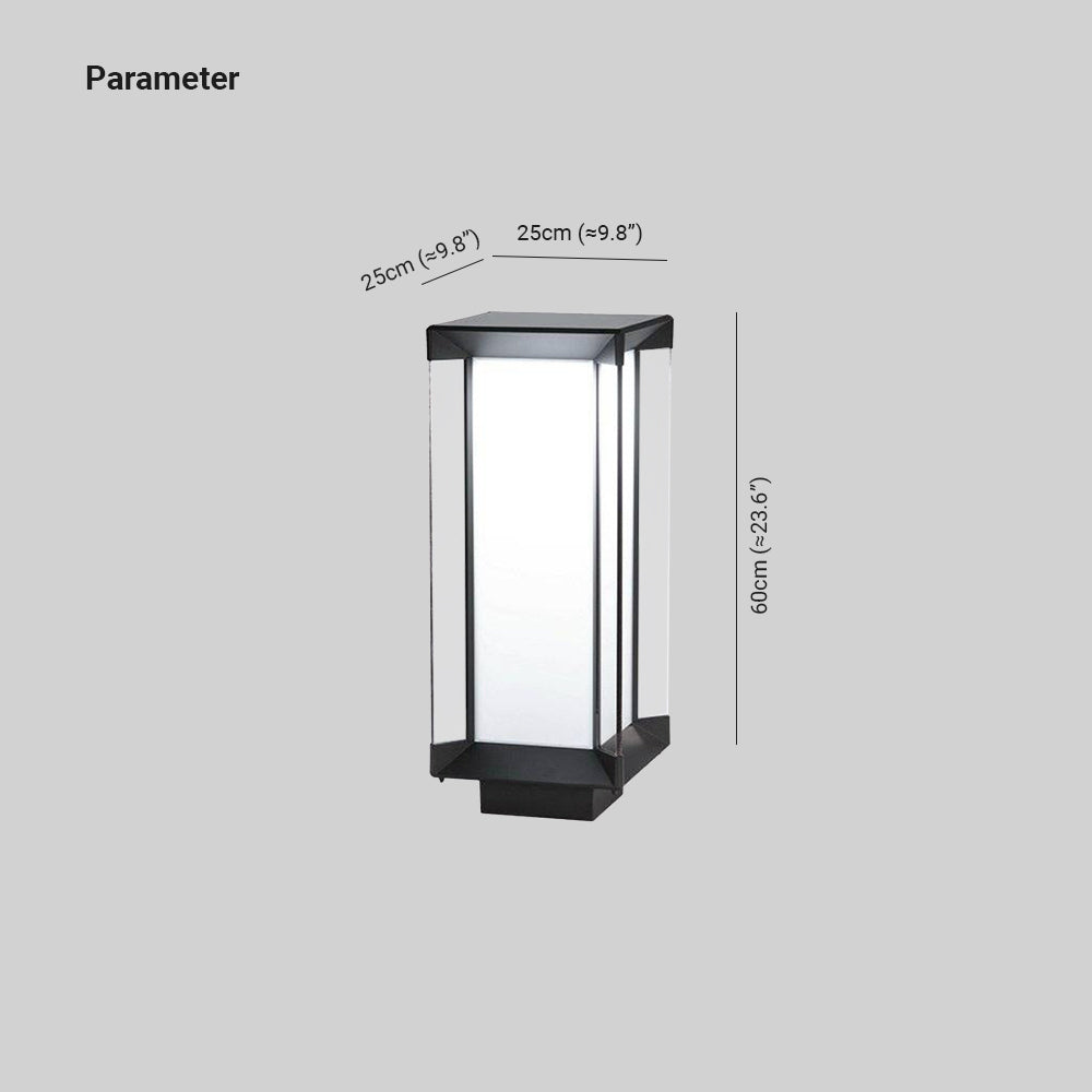 Orr Cuboid Solar Lamp dimensions: 25x25x60cm, modern outdoor light