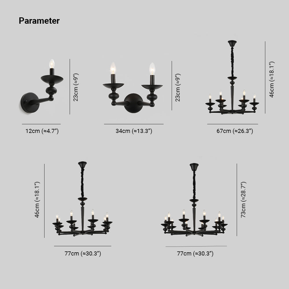Alessio Retro Candle Lamp Dimensions