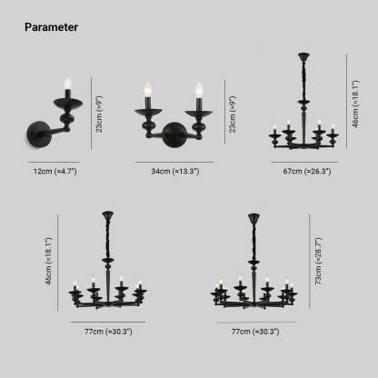 Alessio Retro Candle Lamp Dimensions